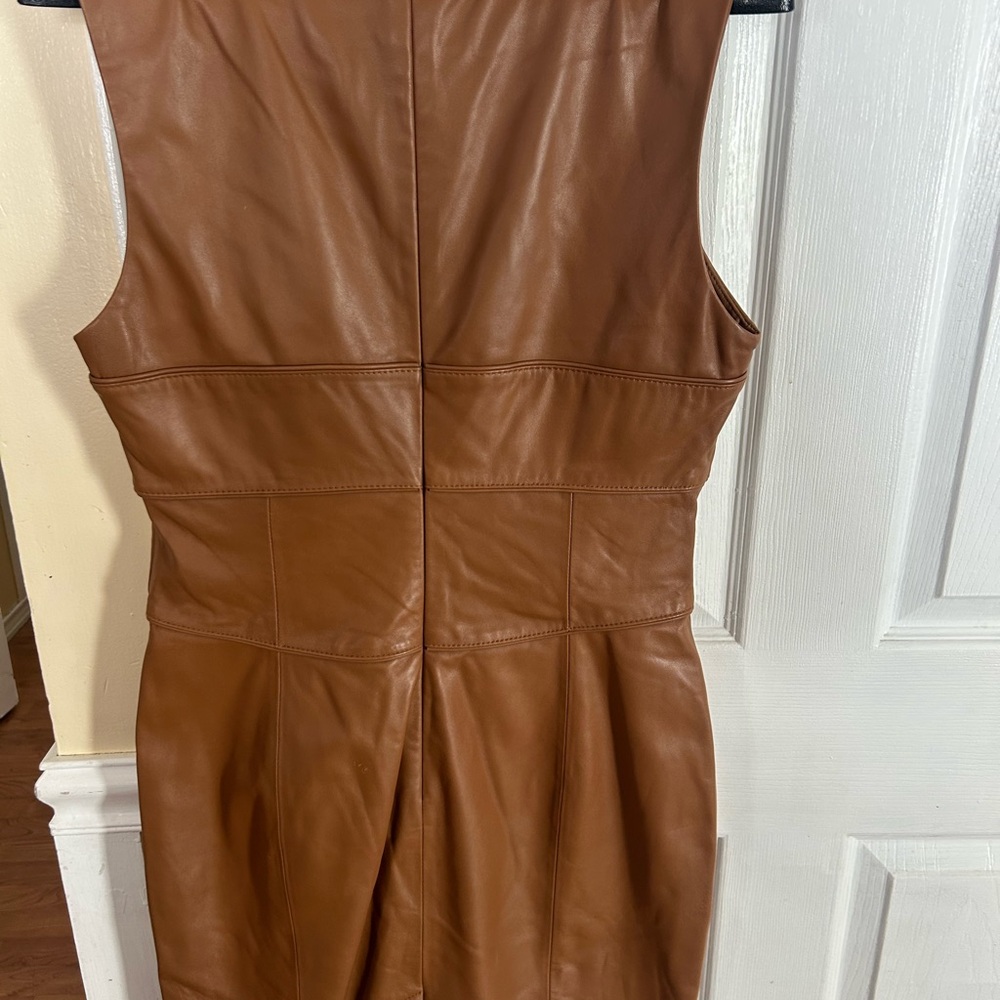 ANTONIO MELANI Tan Leather Midi Dress NWT - Picture 5 of 8